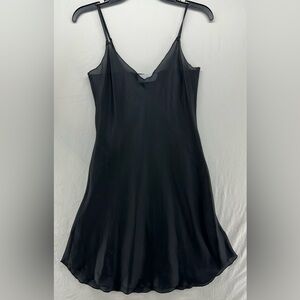 ALC Silk Slip Tank Dress V Neck Mini Black Semi Sheer Size S